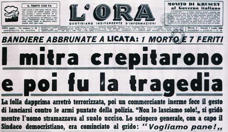 Accadde oggi a Licata – 5 luglio 1960, durante lo sciopero viene ucciso Vincenzo Napoli